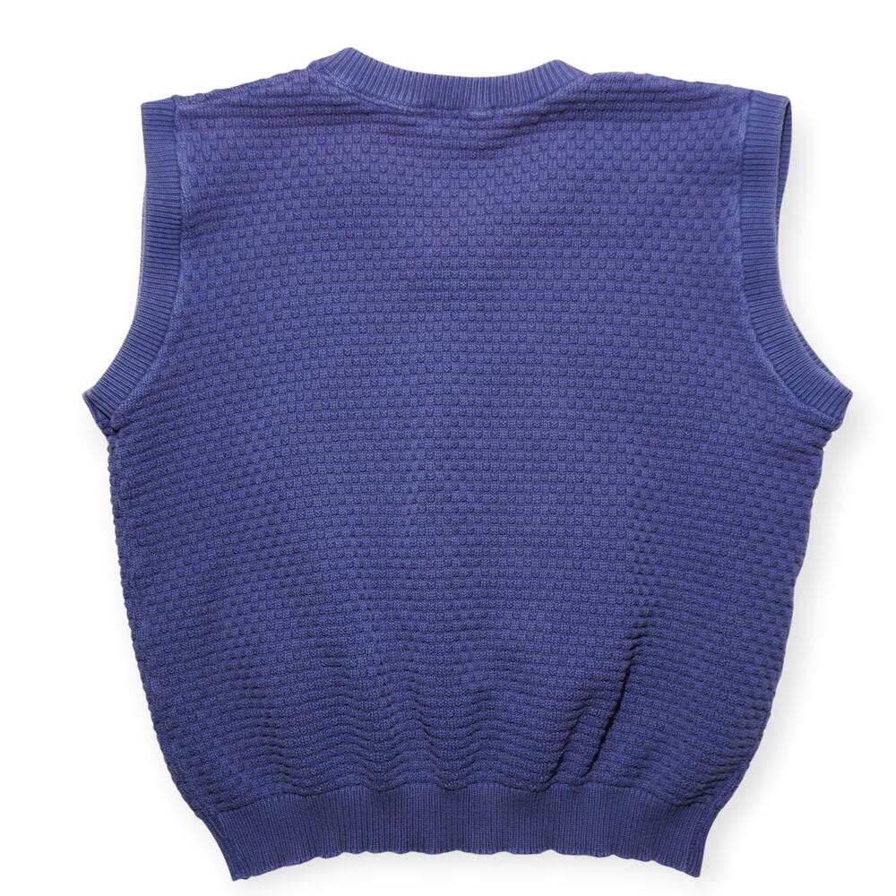 SWP USA Textured Knit Sweater Vest Men’s L Purple V-Neck Vintage Loose Fit - Picture 3 of 8